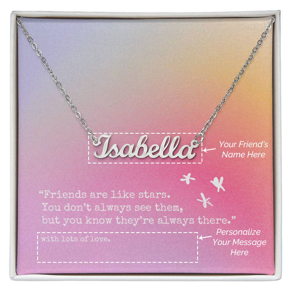 Custom Name Necklace - 'Friends are like stars' | Lovely Pink Edition