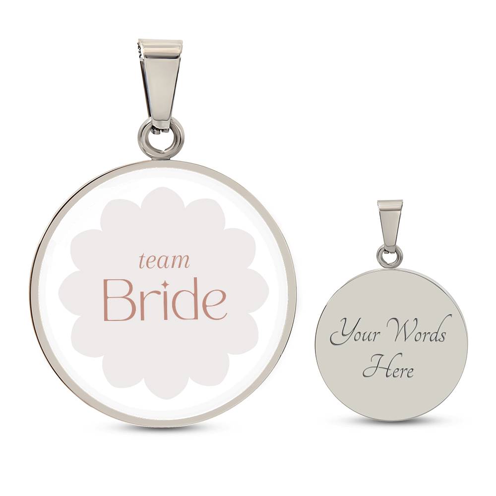 Luxury Graphic Circle Necklace - Team Bride Badge Necklace with Engraving Option