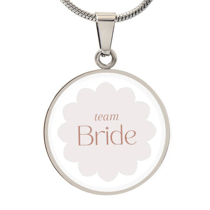 Luxury Graphic Circle Necklace - Team Bride Badge Necklace with Engraving Option