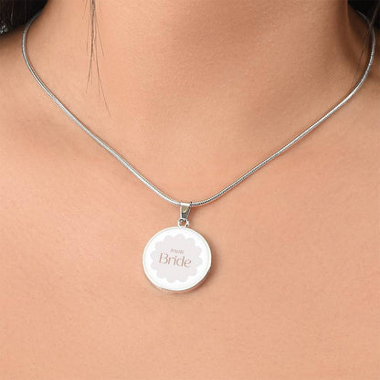 Luxury Graphic Circle Necklace - Team Bride Badge Necklace with Engraving Option