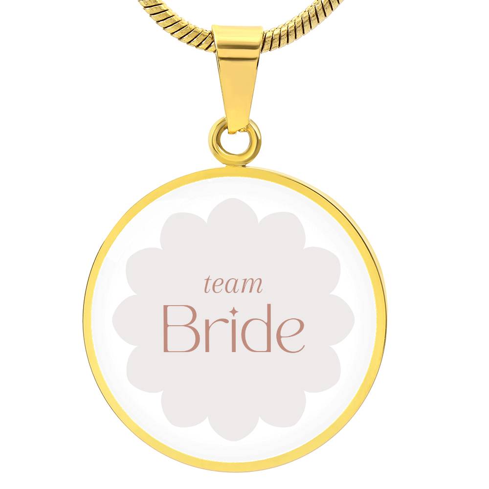 Luxury Graphic Circle Necklace - Team Bride Badge Necklace with Engraving Option