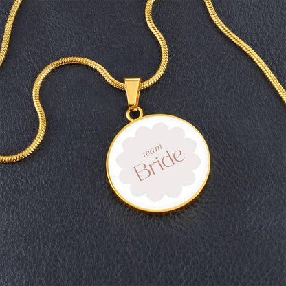 Luxury Graphic Circle Necklace - Team Bride Badge Necklace with Engraving Option