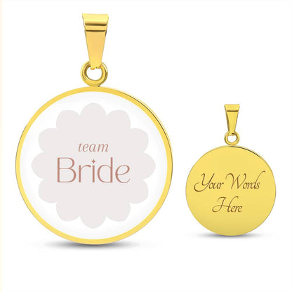 Luxury Graphic Circle Necklace - Team Bride Badge Necklace with Engraving Option