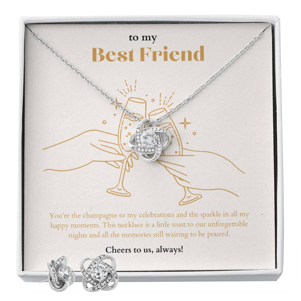 Love Knot Necklace & Earring Set - To My Best Friend | champagne