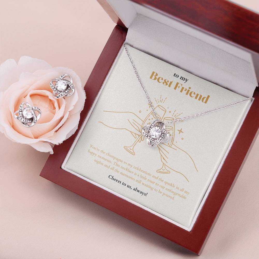 Love Knot Necklace & Earring Set - To My Best Friend | champagne