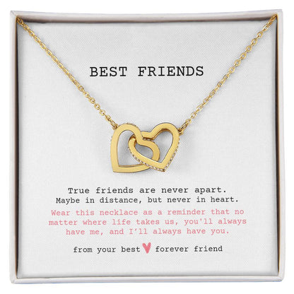 Interlocking Hearts Necklace - Best Friends - True friends are never apart.