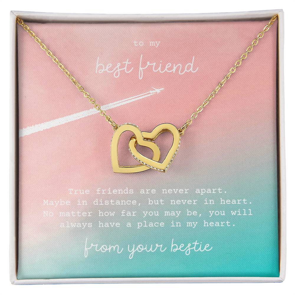 Interlocking Hearts Necklace - To My Best Friend - True friends are never apart.