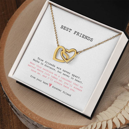 Interlocking Hearts Necklace - Best Friends - True friends are never apart.