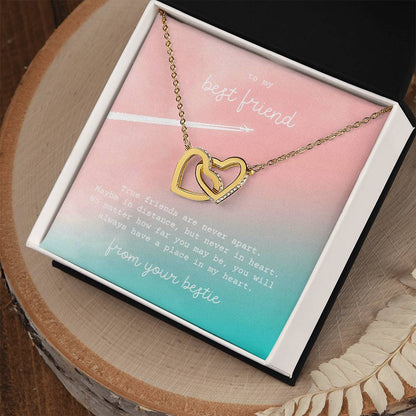 Interlocking Hearts Necklace - To My Best Friend - True friends are never apart.