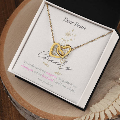 Interlocking Hearts Necklace - You're the sparkle in my champagne