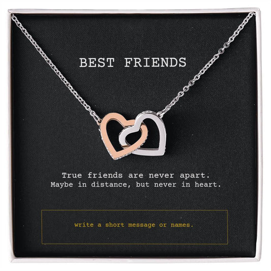 Interlocking Hearts Necklace - Best Friends - True friends are never apart.