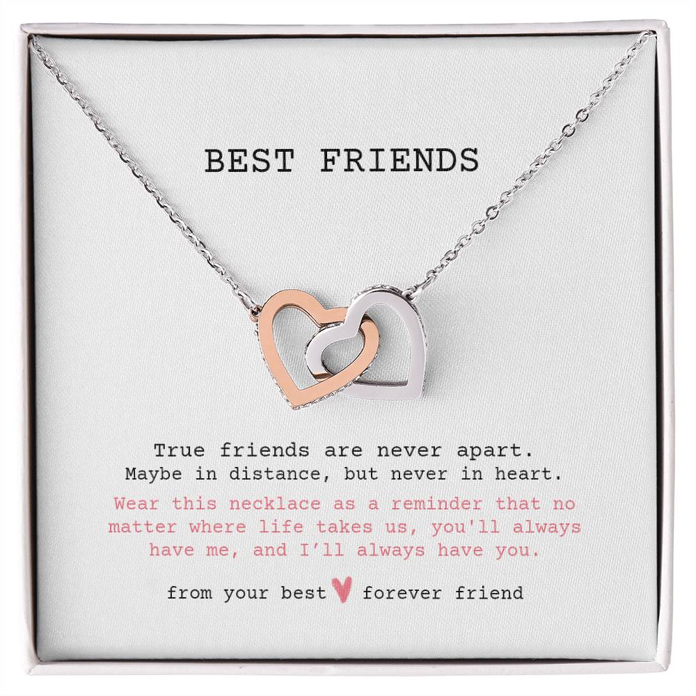 Interlocking Hearts Necklace - Best Friends - True friends are never apart.