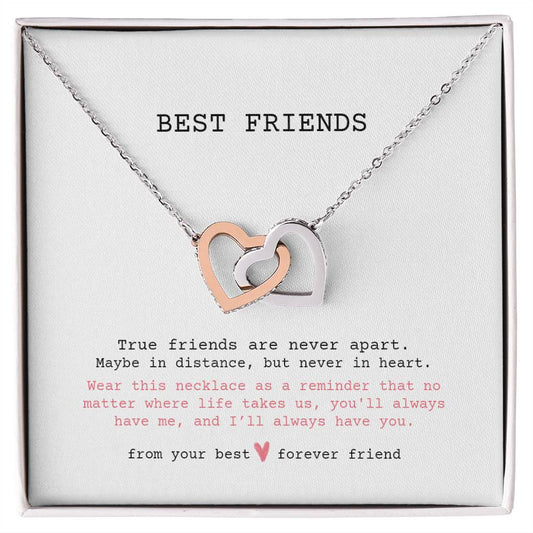 Interlocking Hearts Necklace - Best Friends - True friends are never apart.