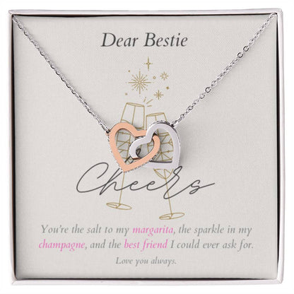 Interlocking Hearts Necklace - You're the sparkle in my champagne