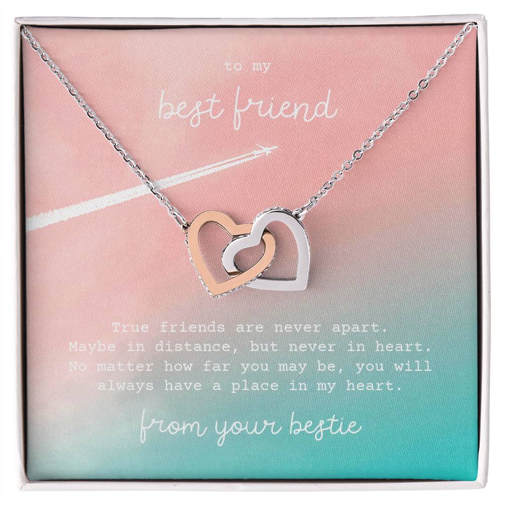 Interlocking Hearts Necklace - To My Best Friend - True friends are never apart.