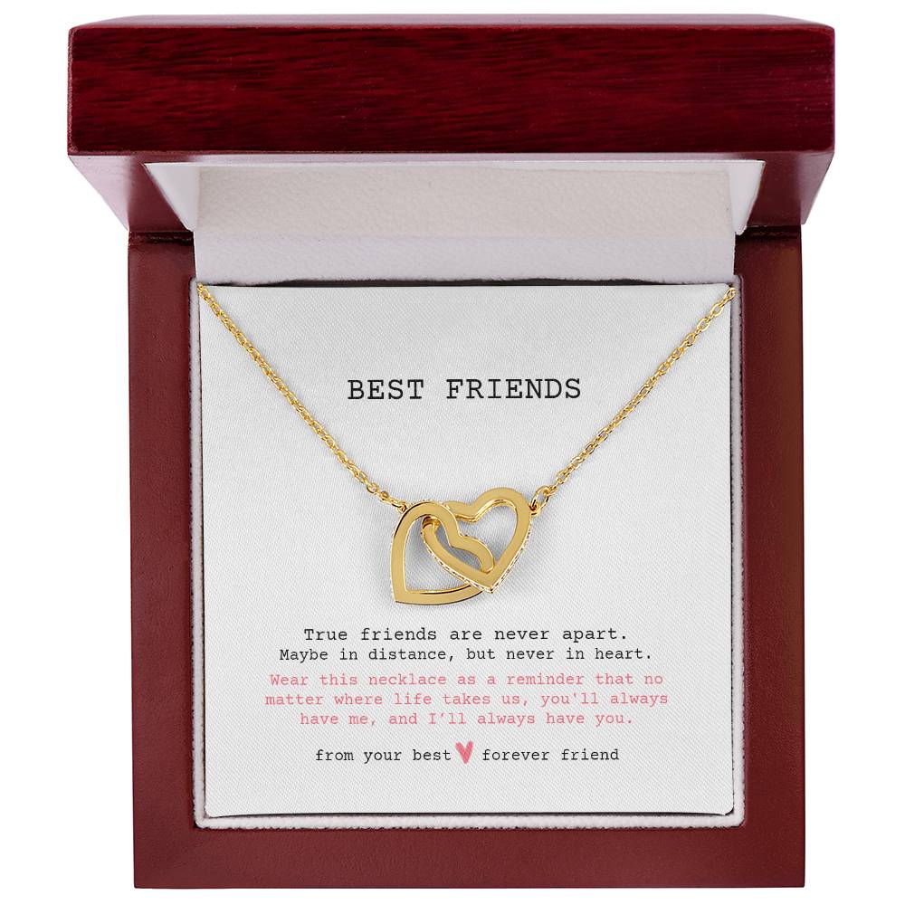 Interlocking Hearts Necklace - Best Friends - True friends are never apart.