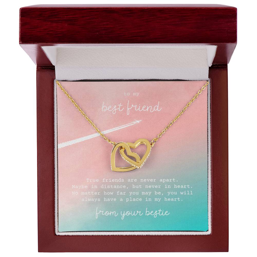 Interlocking Hearts Necklace - To My Best Friend - True friends are never apart.