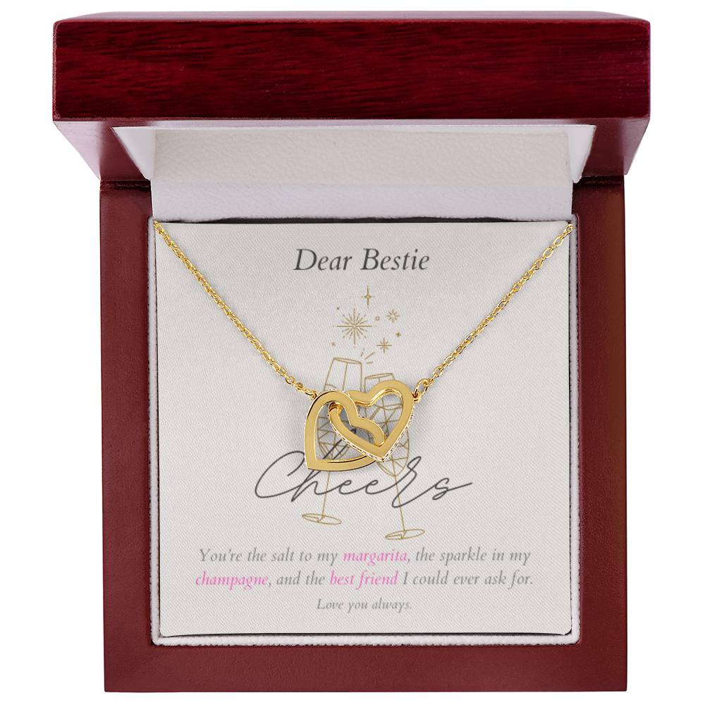 Interlocking Hearts Necklace - You're the sparkle in my champagne