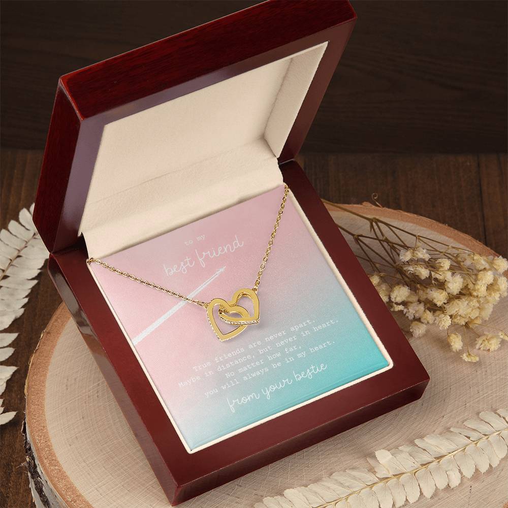 Interlocking Hearts Necklace - To My Best Friend - True friends are never apart.