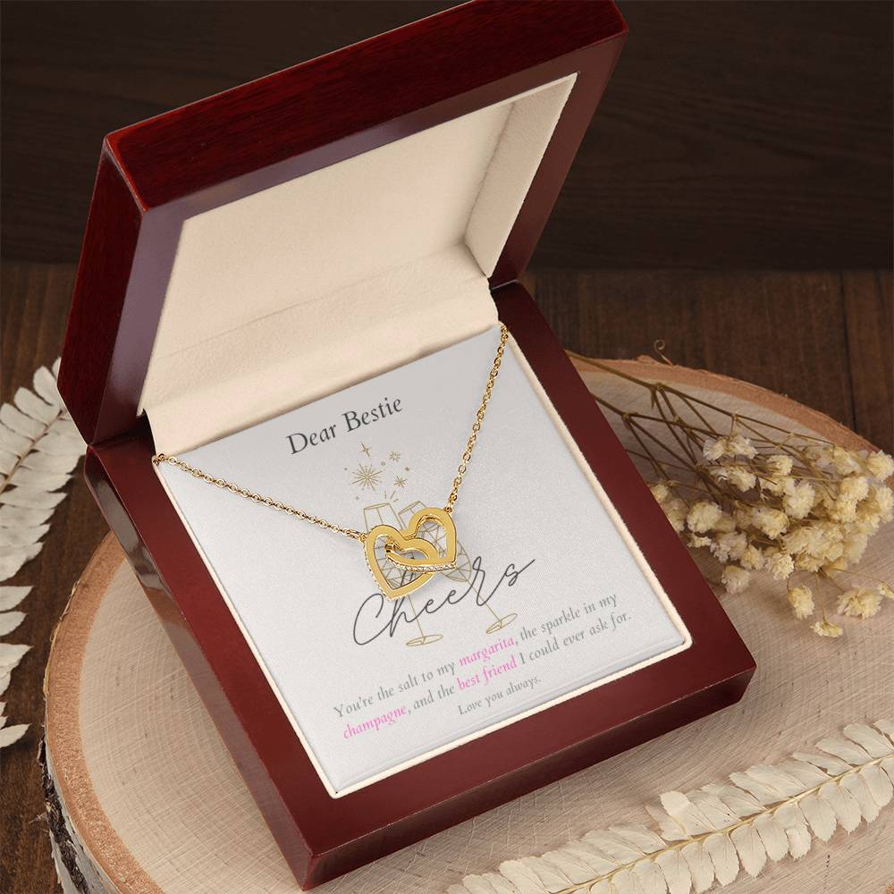 Interlocking Hearts Necklace - You're the sparkle in my champagne