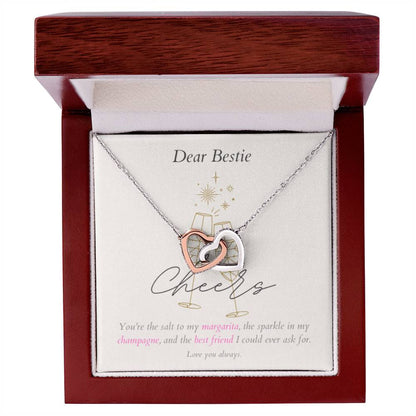 Interlocking Hearts Necklace - You're the sparkle in my champagne