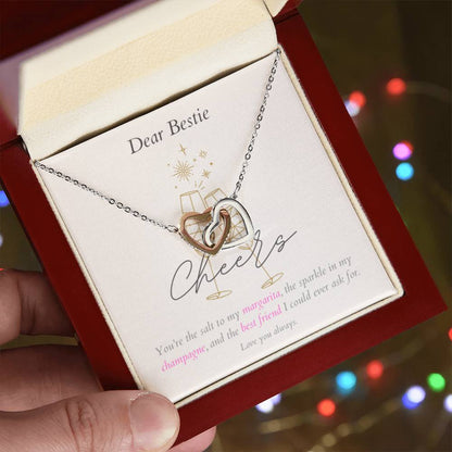 Interlocking Hearts Necklace - You're the sparkle in my champagne