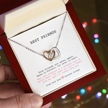 Interlocking Hearts Necklace - Best Friends - True friends are never apart.