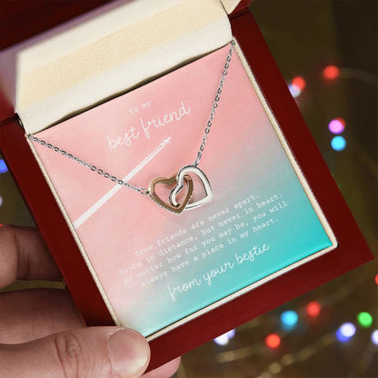 Interlocking Hearts Necklace - To My Best Friend - True friends are never apart.