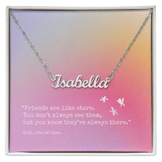 Custom Name Necklace - 'Friends are like stars' | Lovely Pink Edition