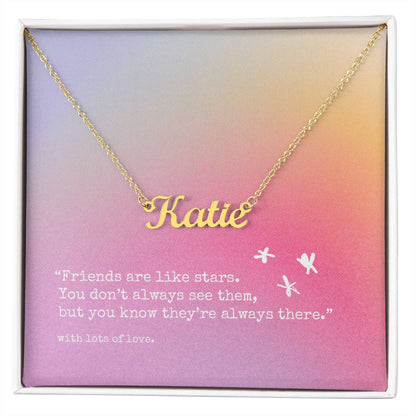 Custom Name Necklace - 'Friends are like stars' | Lovely Pink Edition