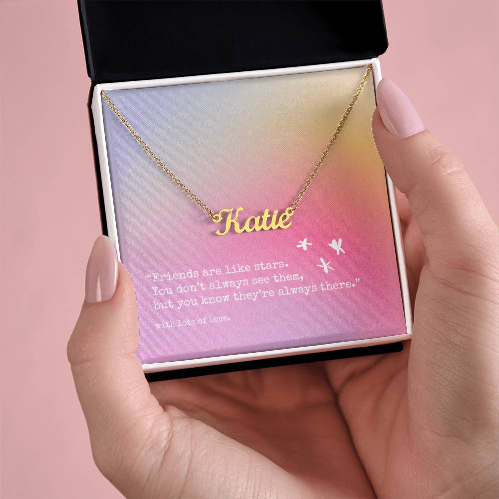 Custom Name Necklace - 'Friends are like stars' | Lovely Pink Edition