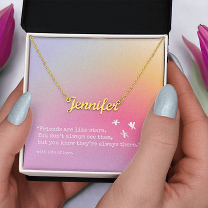 Custom Name Necklace - 'Friends are like stars' | Lovely Pink Edition