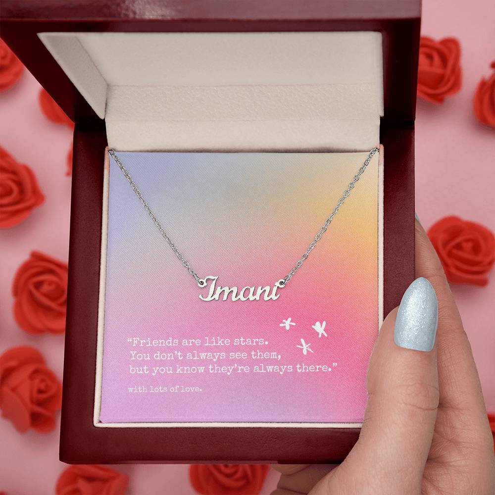 Custom Name Necklace - 'Friends are like stars' | Lovely Pink Edition