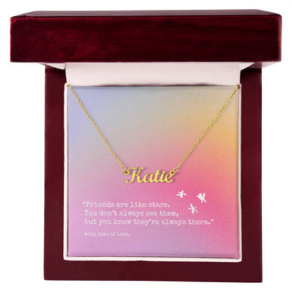 Custom Name Necklace - 'Friends are like stars' | Lovely Pink Edition