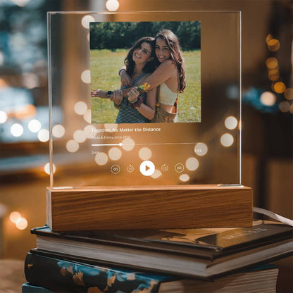 Acrylic Square Plaque with LED - Together, No Matter the Distance